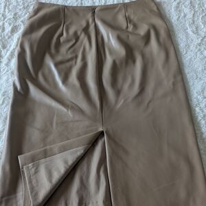 Halston Heritage Beige Pleather Skirt